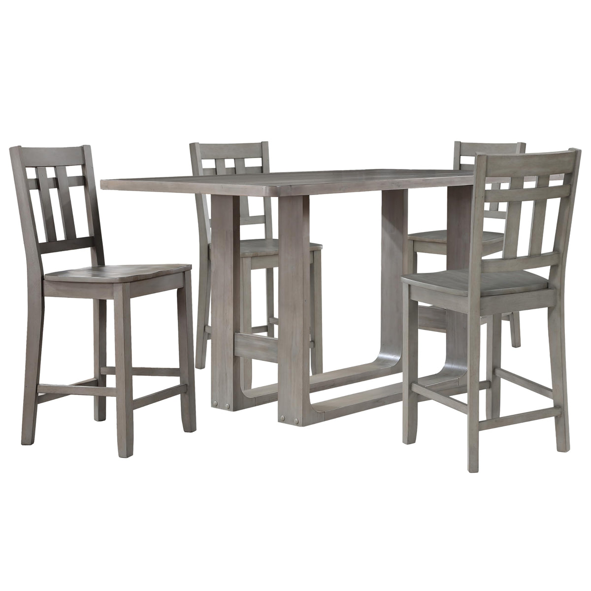 Steve Silver Furniture Toscana 5pc Dining Table Set, Contemporary Design, 72&quot; Table w/ 4 Wooden Counter Height Chairs, Dining Room, Seats up to 6, 72&quot; L x 38&quot; W x 36&quot; H, Grey