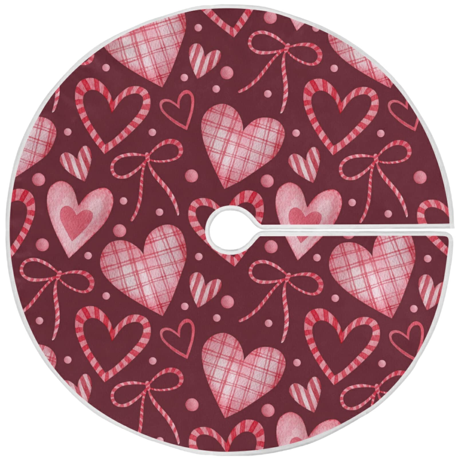 Valentines Day Tree Skirt 36 Sweet Candy Hearts Pink Christmas Tree Skirts Mothers Day Xmas Mat for Holiday Festival Party Wed