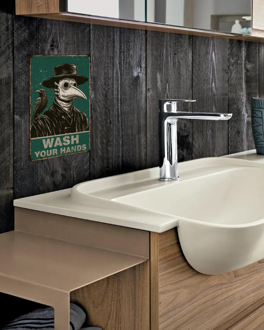 Alkb Halloween Gifts For Men Women Adult Novelty Metal Sign - Wash Your Hands - Gothic Bathroom Restroom Wall Decor 8X12In