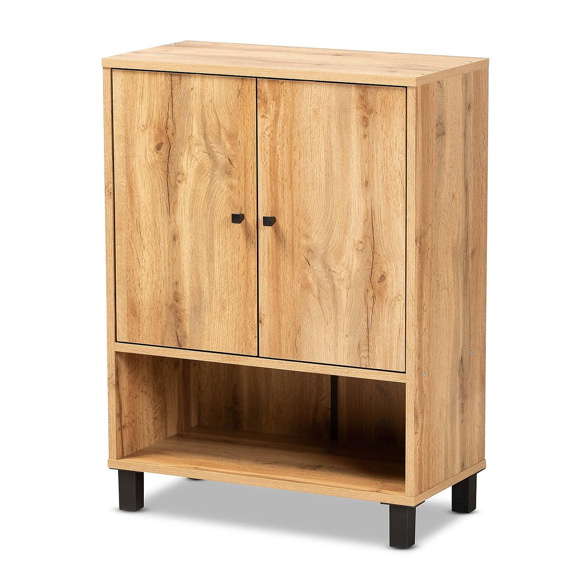 Baxton Studio Shoe Cabinet With Oak And Black Atsc1613Wotan Oakshoe Cabinet