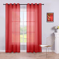 KOUFALL Red Curtains 96 Inches Long for Living Room Set of 2 Panels Grommet Window Voile Semi Transparent Red Sheer Curtains Dra