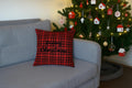 Jyotex Buffalo Plaid Christmas Throw Pillow Cover, Red And Black Check Pattern With Merry Christmas Embroidery, Decorative Holid