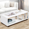 About Space Coffee Table  Center Table For Living Room With Wheels, Engineered Wood Rectangle Tea Table With Storage, Teapoy Fo