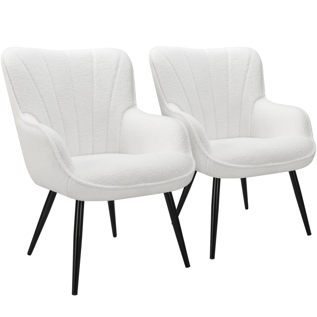 Primezone Teddy Fleece Accent Chair Set Of 2 - Furry Sherpa Living Room Chair Mid Century Modern Sofa Chairs, Comfy Fuzzy Wingba