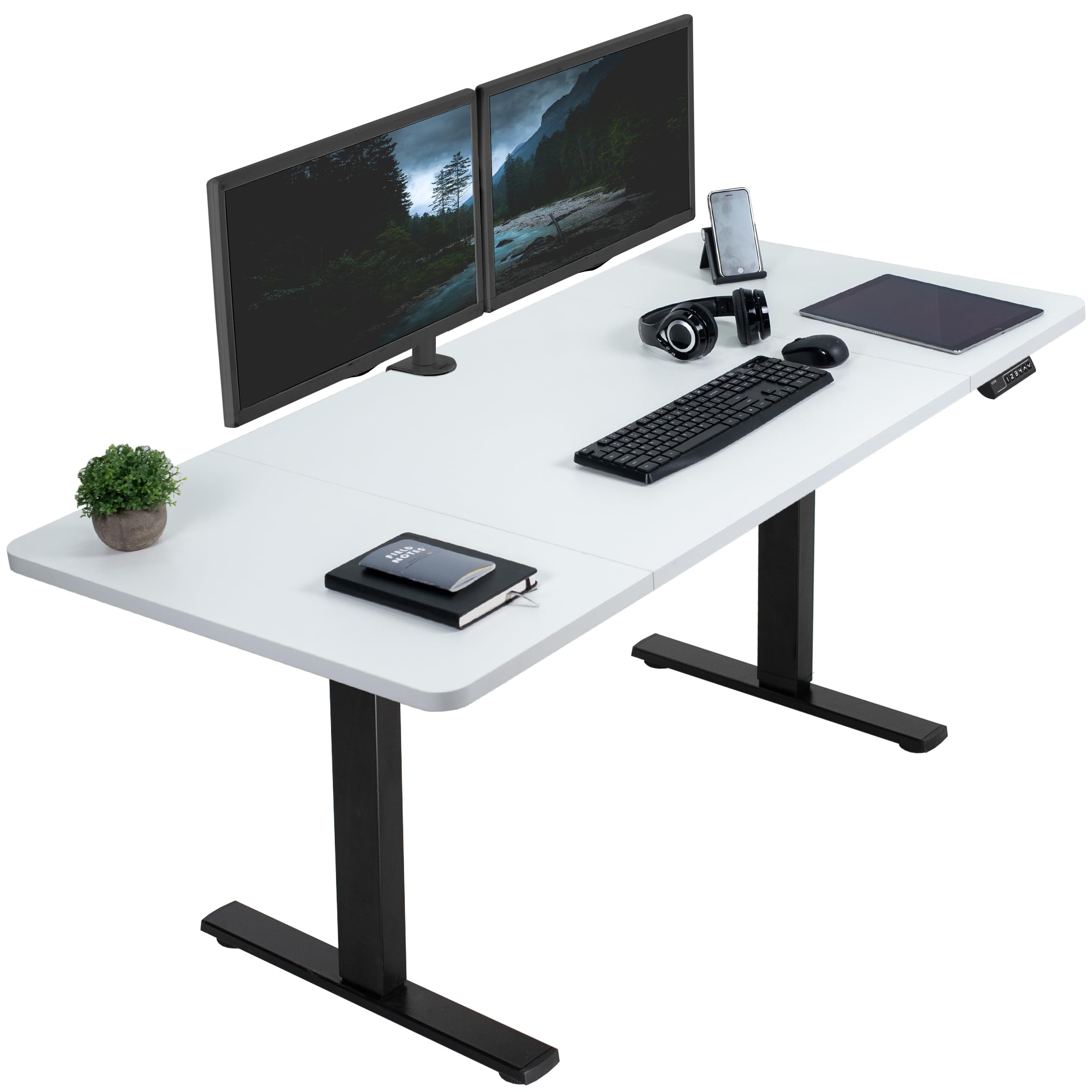 Vivo Electric 60 X 30 Inch Standing Desk Workstation, Memory Controller Height Adjustment, 1B Series, White Top Black Frame, Desk-Kit-1B6W-30