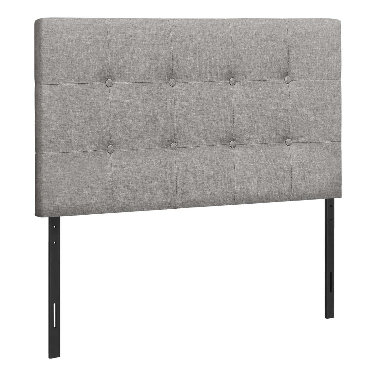 Monarch Specialties Button Tufted Upholstered Modern Headboard Panel Height Adjustable, Twin, Grey Linen-Look