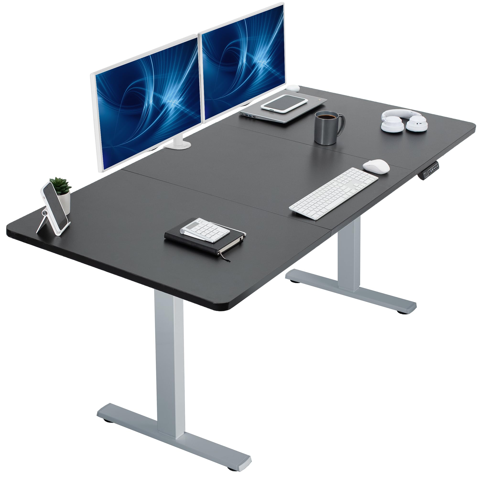 VIVO Electric 71 x 36 in Standing Desk, Memory Height Adjustment, 1B Series, Holds 220 lbs, Black Top Gray Frame, DESK-KIT-1G7B-