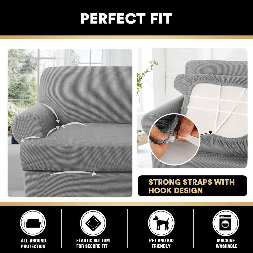 Princedeco T Cushion Sofa Slipcover 3 Pieces Sofa Covers For T Cushion Sofa Soft Couch Cover Sofa Slip Covers Furniture Covers W