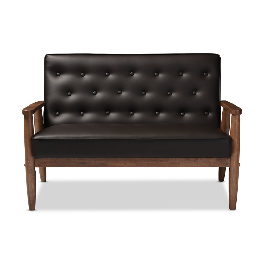 Baxton Studio Sorrento Love Seats, 2 Seater, Brown