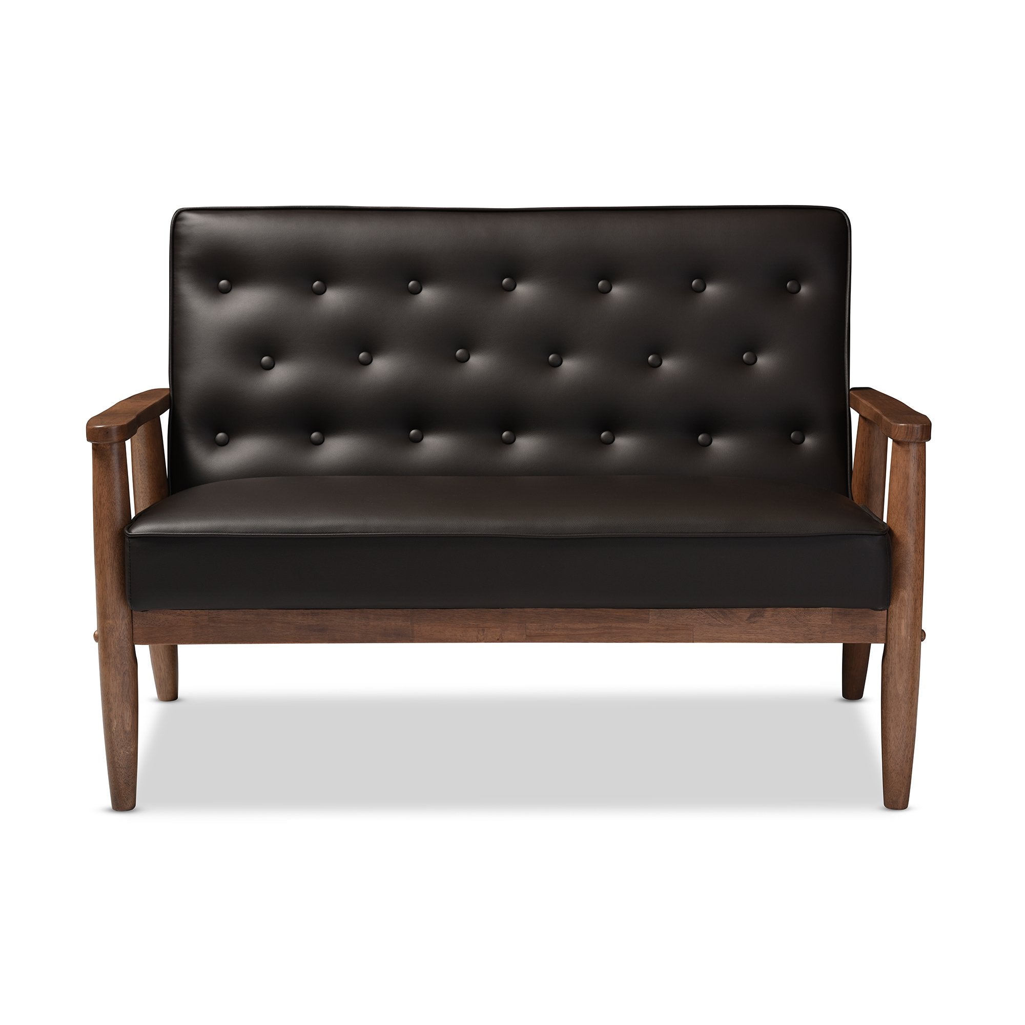 Baxton Studio Sorrento Love Seats, 2 Seater, Brown