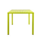 Benjara BM223165 Slatted Top Metal Dining Table with Straight Legs, Green