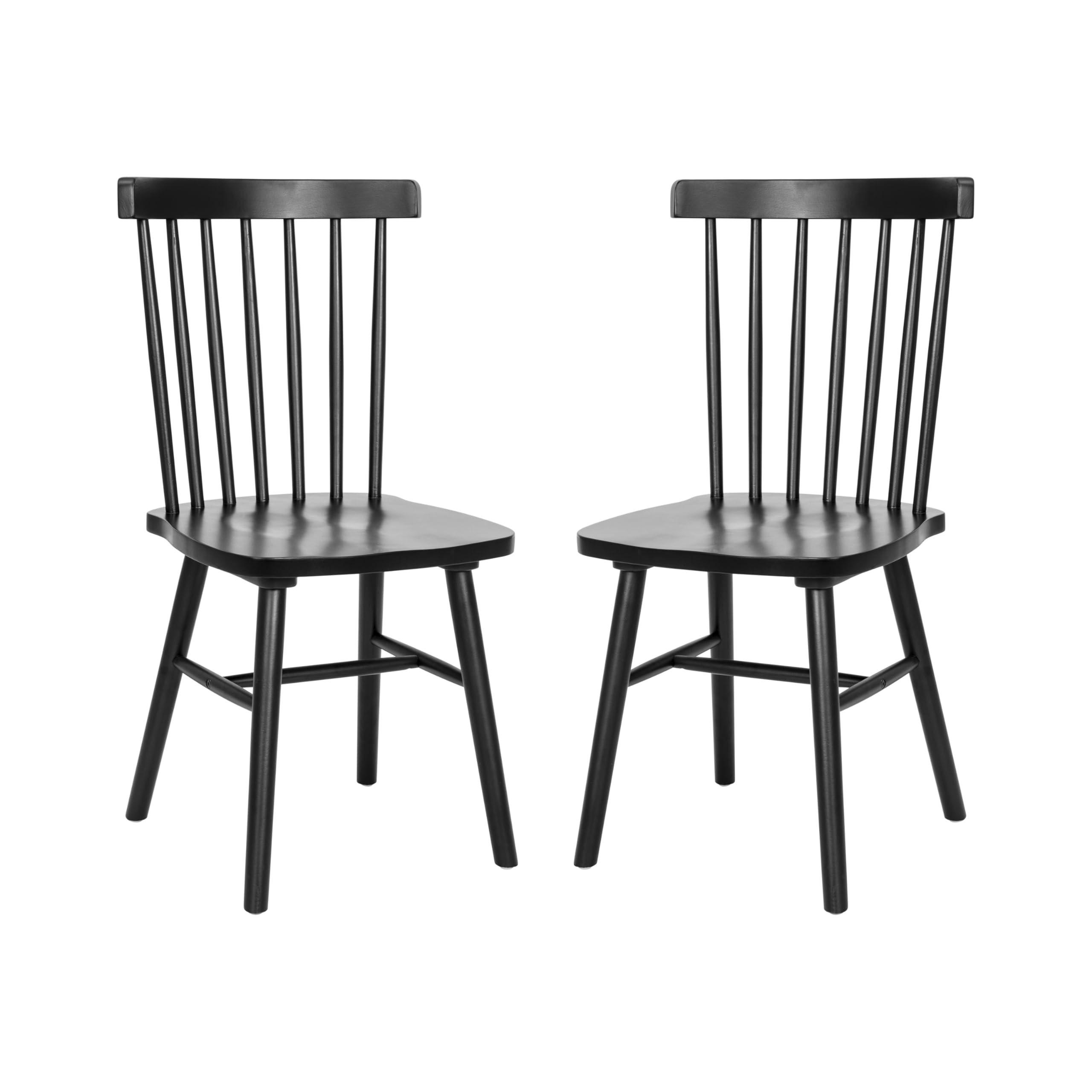 Flash Furniture Ingrid Commercial Windsor Solid Wood Dining Room Chairs, Modern Armless Dining Chairs For Kitchens And Restaurants, Set Of 2, Black