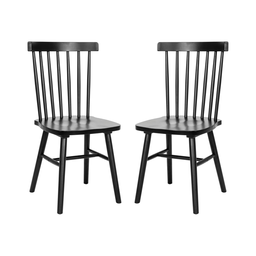 Flash Furniture Ingrid Commercial Windsor Solid Wood Dining Room Chairs, Modern Armless Dining Chairs For Kitchens And Restaurants, Set Of 2, Black