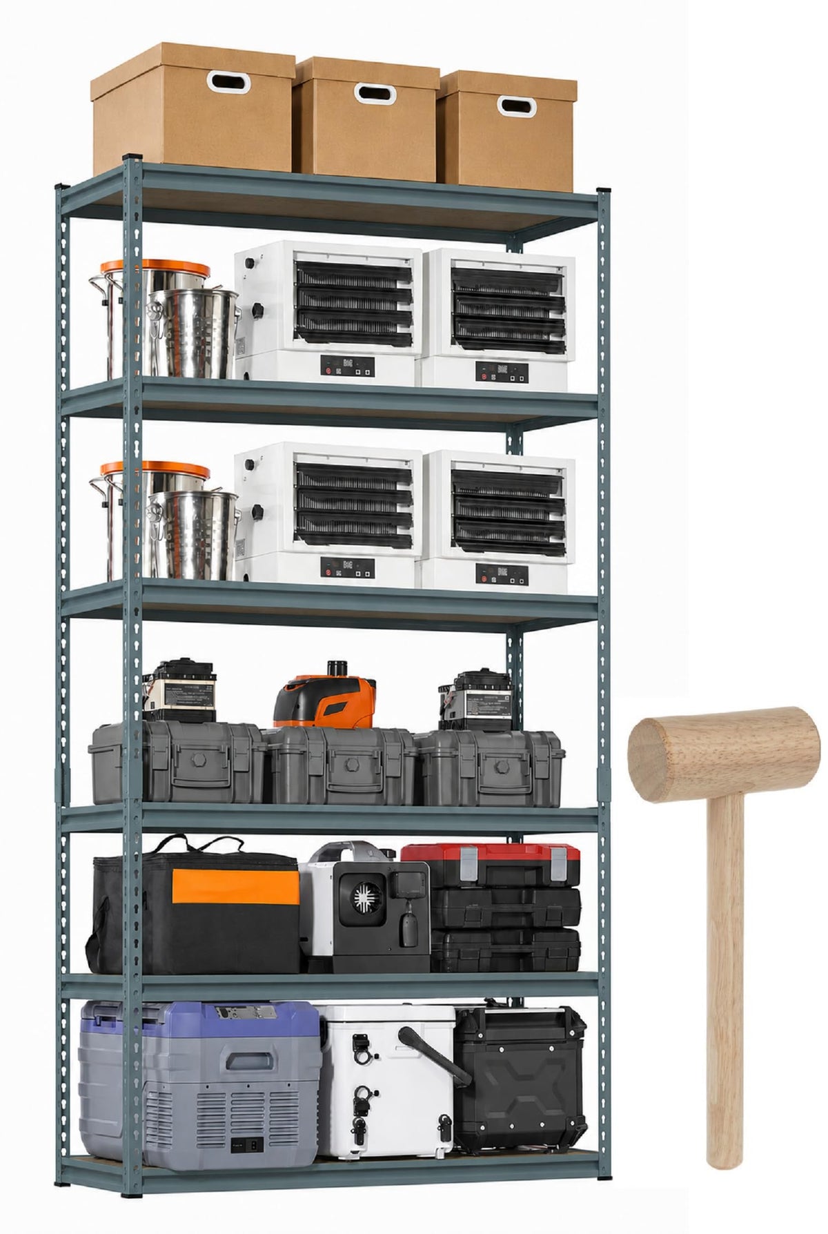 CERVONIX Adjustable 5Shelf Metal Storage Rack | HeavyDuty Steel Boltless Rivet Utility Shelving Unit for Garage, Kitchen & Off