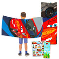 Disney Cars Beach Towel Set - Bundle with Lightning McQueen Pool Towel Plus Cars Stickers and More (Cars Beach Towel for Kids an