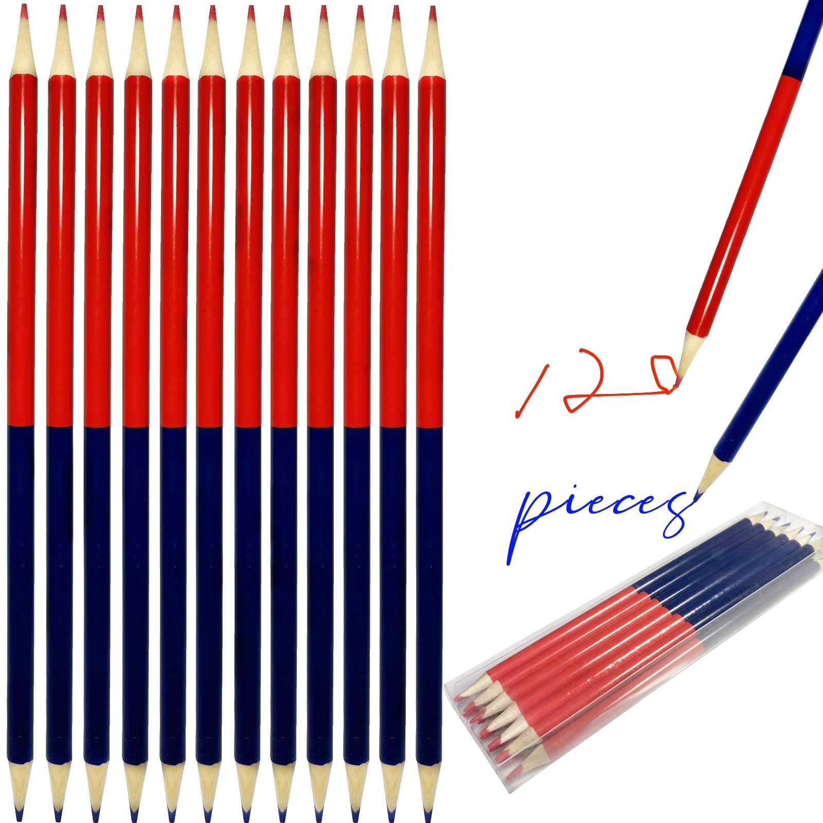 Lcpqmzgh 120 Pieces Red And Blue Pencils Erasable Checking Pencils Pre-Sharpened #2 Hb For Checking Marking Map Tests Grading