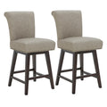 Chita 26 Inch Counter Height Swivel Bar Stools Set Of 2, Fsc Certified Modern Upholstered Faux Leather Swivel Barstool Chair With Back, Stone Grey