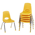 Factory Direct Partners 10363-YE 14 School Stack Chair, Stacking Student Seat with Chromed Steel Legs and Ball Glides for in-Hom