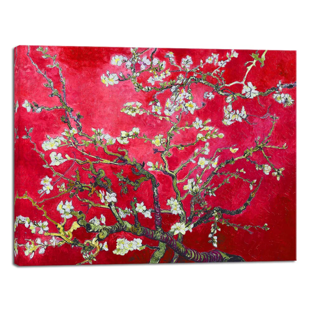 Wieco Art Red Almond Blossom Tree Vincent Van Gogh Paintings Reproduction Canvas Prints Wall Art for Home Decor and Wall Decor C