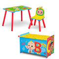 Delta Children CoComelon 3-Piece Toddler Playroom Set - Includes Table, Chair and Toy Box, Green