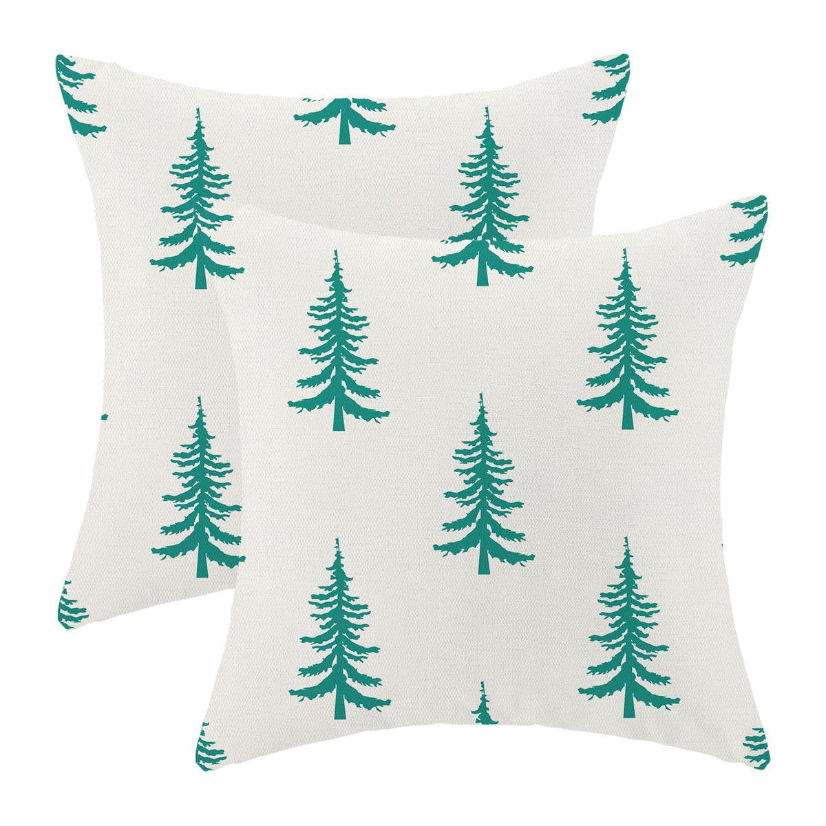 Cxmeifly Christmas Pillow Covers 18X18 Inch Set Of 2 Cream Aqua Teal Christmas Tree Decor Throw Pillows Winter Xmas Holiday Outd