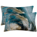 Alricc Turquoise And Black Pillow Covers 12X20, Teal Abstract Art Painting Aesthetic Square Accent Decorative Throw Pillow Cover