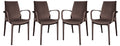LeisureMod Kent Modern Indoor Outdoor Patio Stackable Dining Arm Chair Set of 4 (Black)