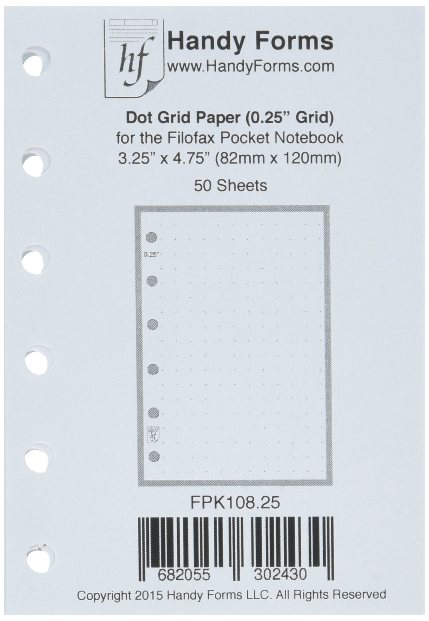 Pocket Size 1/4' Dot Grid Paper Refill, Sized And Punched For Pocket Notebook (3.25' X 4.75')