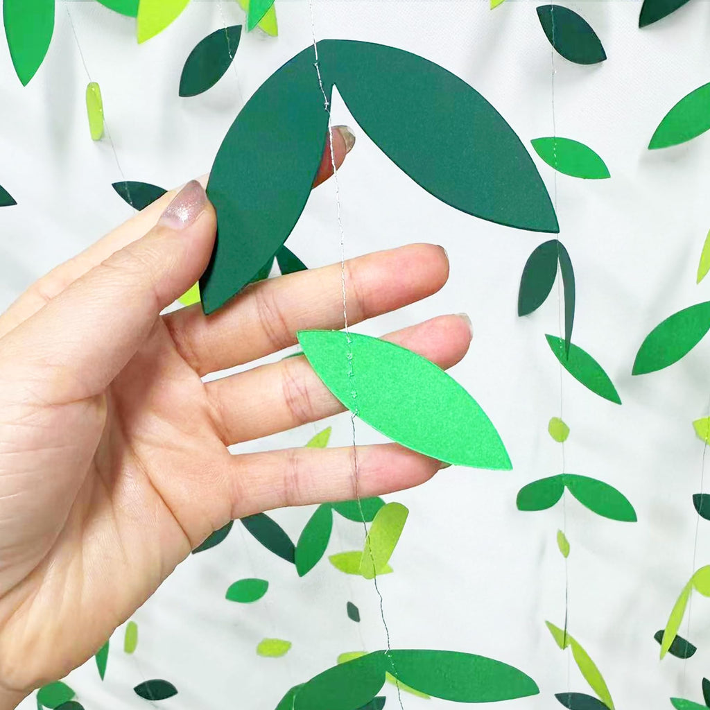 52 Ft Spring Summer Theme Green Paper Leaf Garland Hanging Leaves Streamer Banner For Green Birthday Wedding Engagement Bridal S
