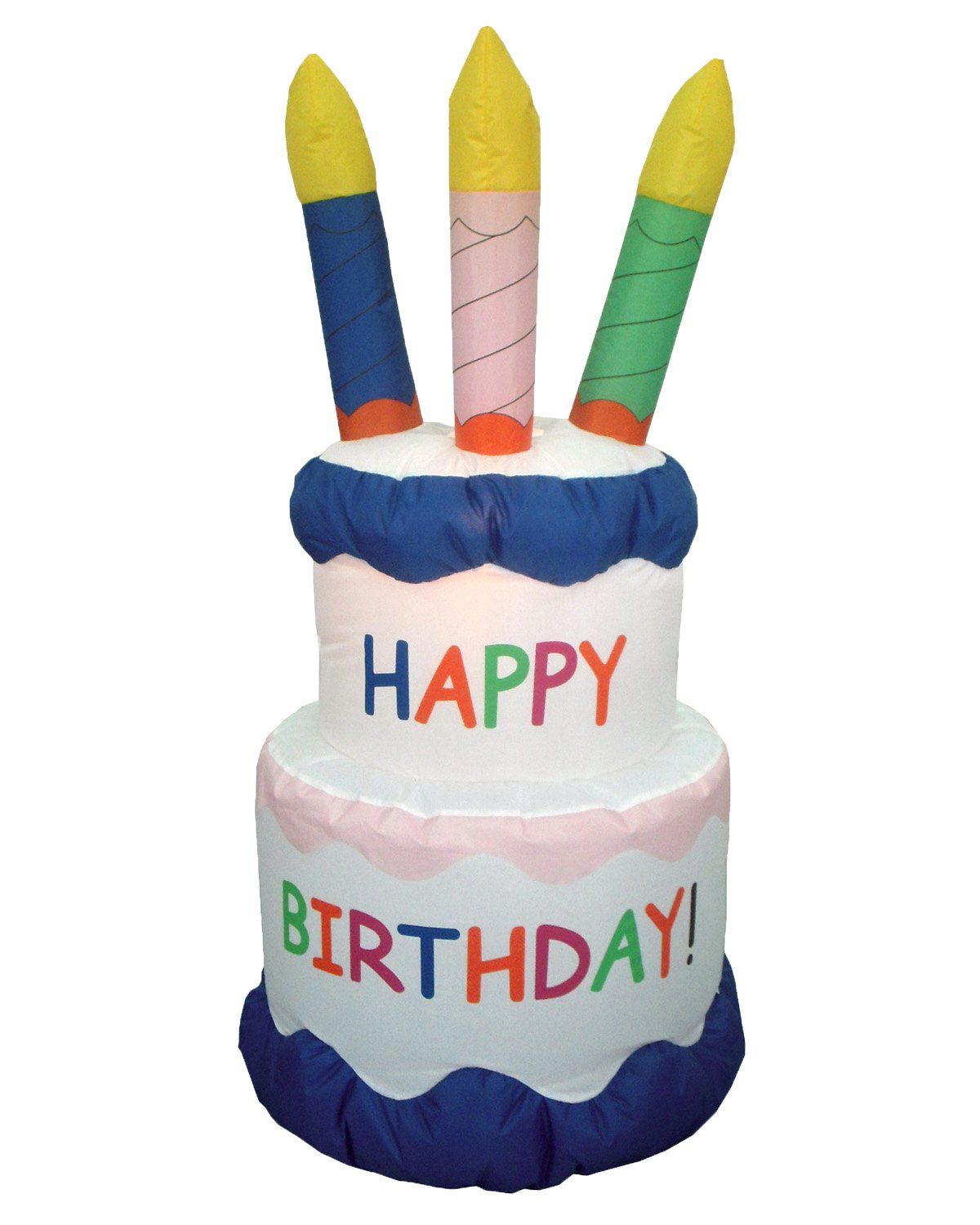 BZB Goods 6 Foot Inflatable Happy Birthday Cake LED Lights Outdoor Indoor Holiday Decorations, Blow up Lighted Yard Decor, Giant