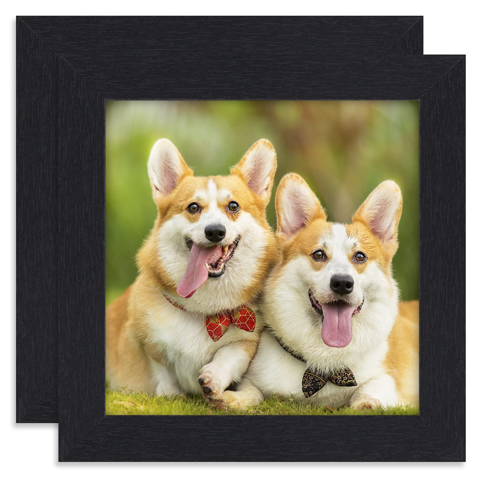 TOFOREVO Picture Frames 4x4 Set of 2 Black Wood Grain Photo Frame for Gallery Wall Mounting or Tabletop Display