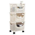Mind Reader Plastic Storage Cart, Kitchen Storage, Rolling, Toy Storage, Laundry, Kitchen, 14.75L x 11W x 28.25H, Ivory