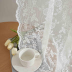 FINECITY Lace Curtains 72 Inches Long for Bedroom, Country Leaf Floral Design Lace Curtain 2 Panels, Rod Pocket Vintage Privacy 
