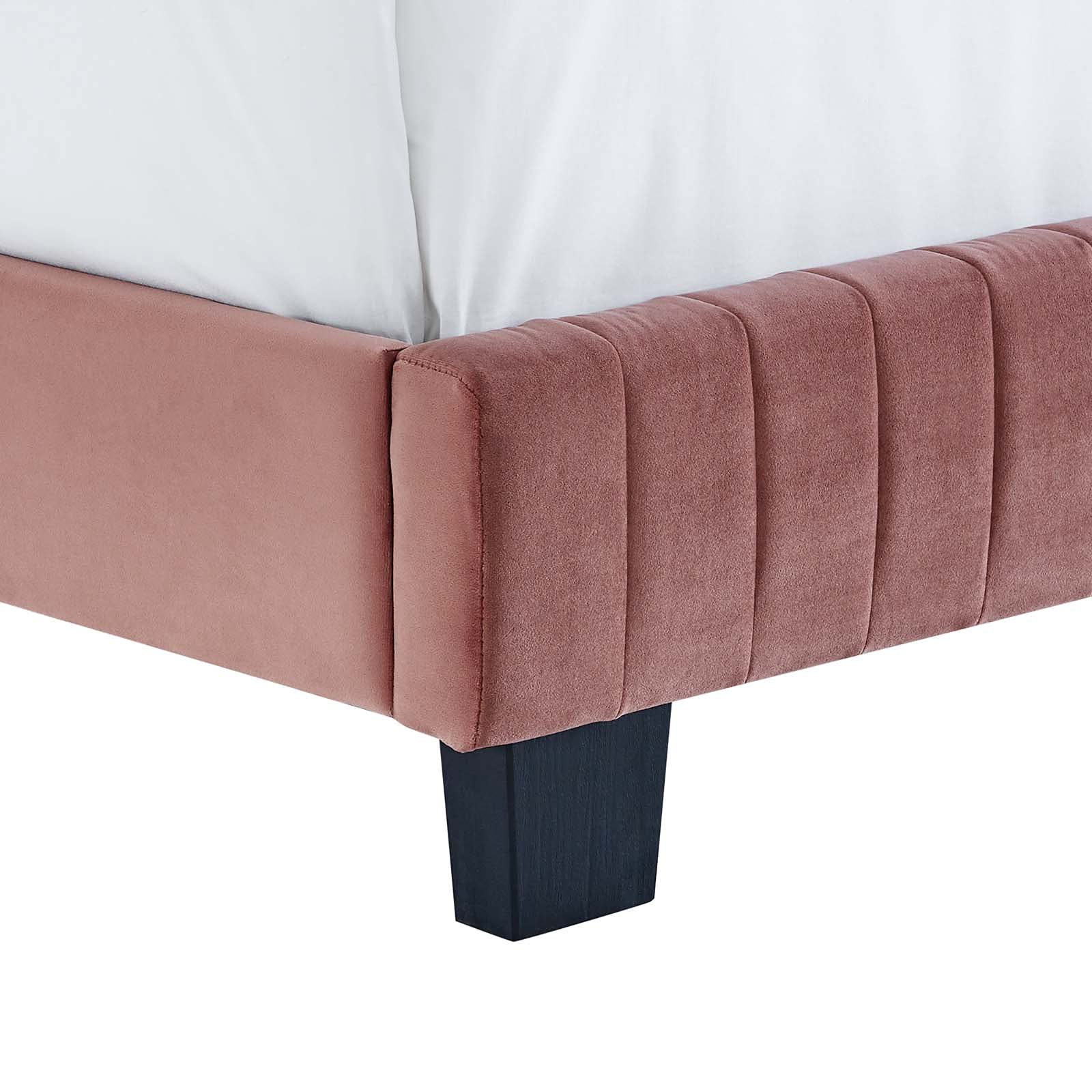 Modway Celine Channel Tufted Performance Velvet Queen Platform Bed in Dusty Rose