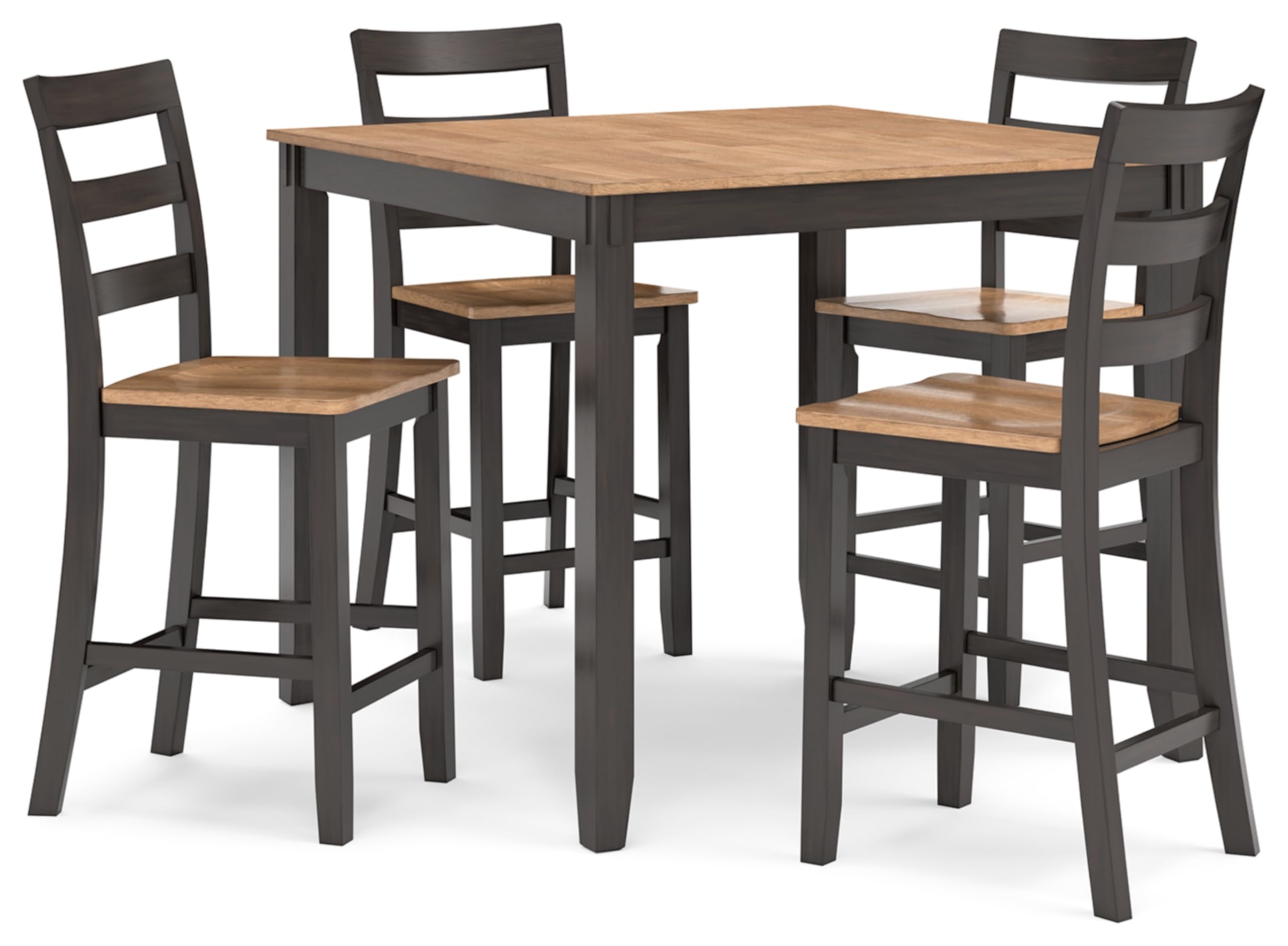 Signature Design By Ashley Gesthaven Casual Counter Height Dining Table And 4 Bar Stools, Set Of 5, Light Brown & Dark Brown