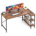 DUMOS L Shaped Desk 47 Inch Computer Desk Gaming Furniture Corner Desks Home Office PC Table with Reversible Storage Shelves for