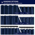 Hiasan Navy Blue Blackout Curtains 2 Panels For Bedroom, Back Tab & Rod Pocket Curtains 96 Inch Long Sewn With Tiebacks, Room Da