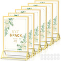 Yoaeaily Gold Frames 5X7 Acrylic Sign Holders Double-Sided Tabletop Picture Frames For Menu, Wedding Table Number, Christmas Pho