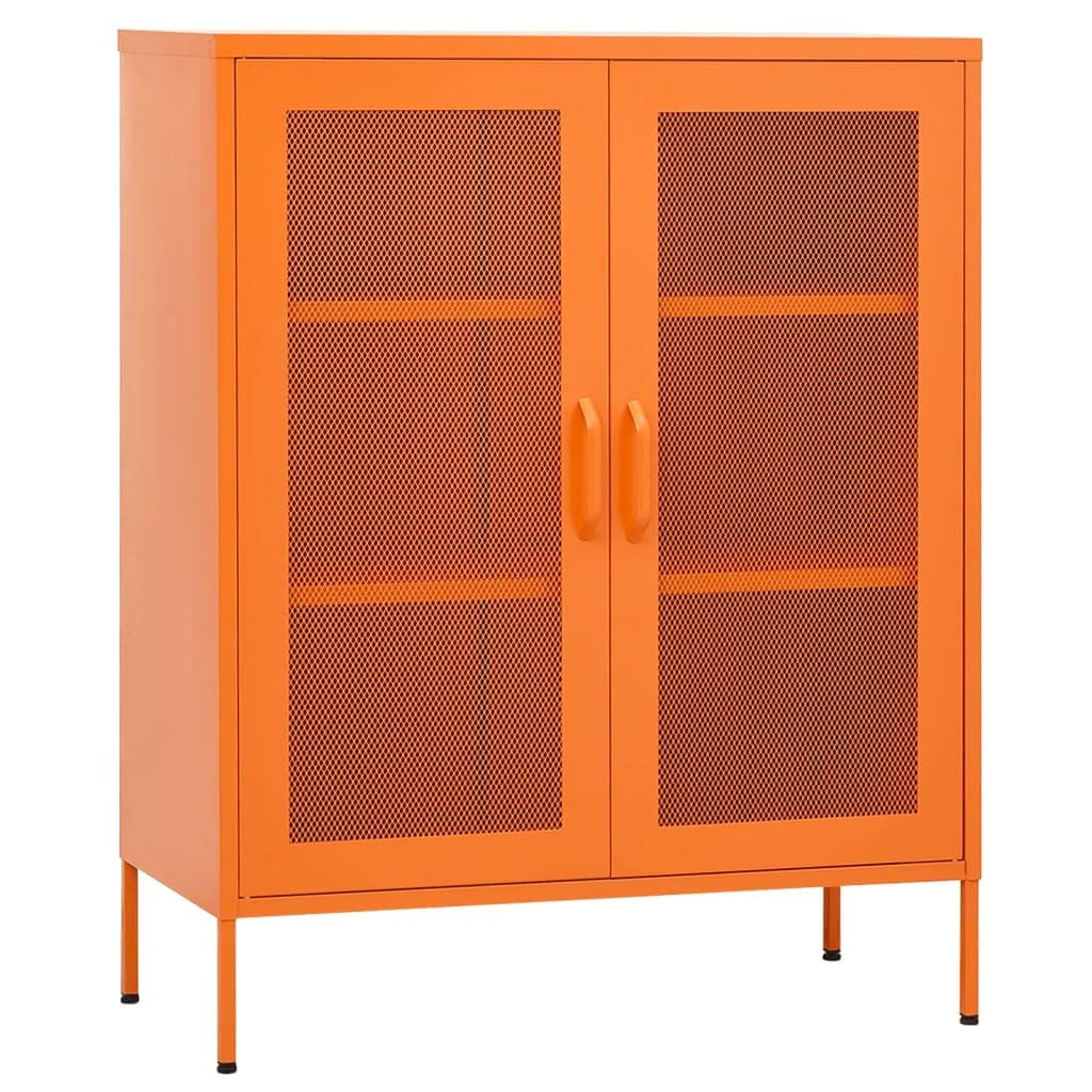 vidaXL Industrial-Style Steel Storage Cabinet, Adjustable Shelves, Orange, Robust Construction, 31.5&quot;x13.8&quot;x40&quot;, Levellers for Stability