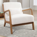 INZOY Mid Century Modern Accent Chair with Lamb Wool Fabric, Upholstered Living Room Chairs with Waist Cushion, Reading Armchair