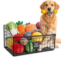 Penitue Indestructible Dog Toy Basket, 42.5x28x21.5cm/16.7x11x8.5in Metal Storage Bin for Chew Toys Bones and Treats Durable Toy