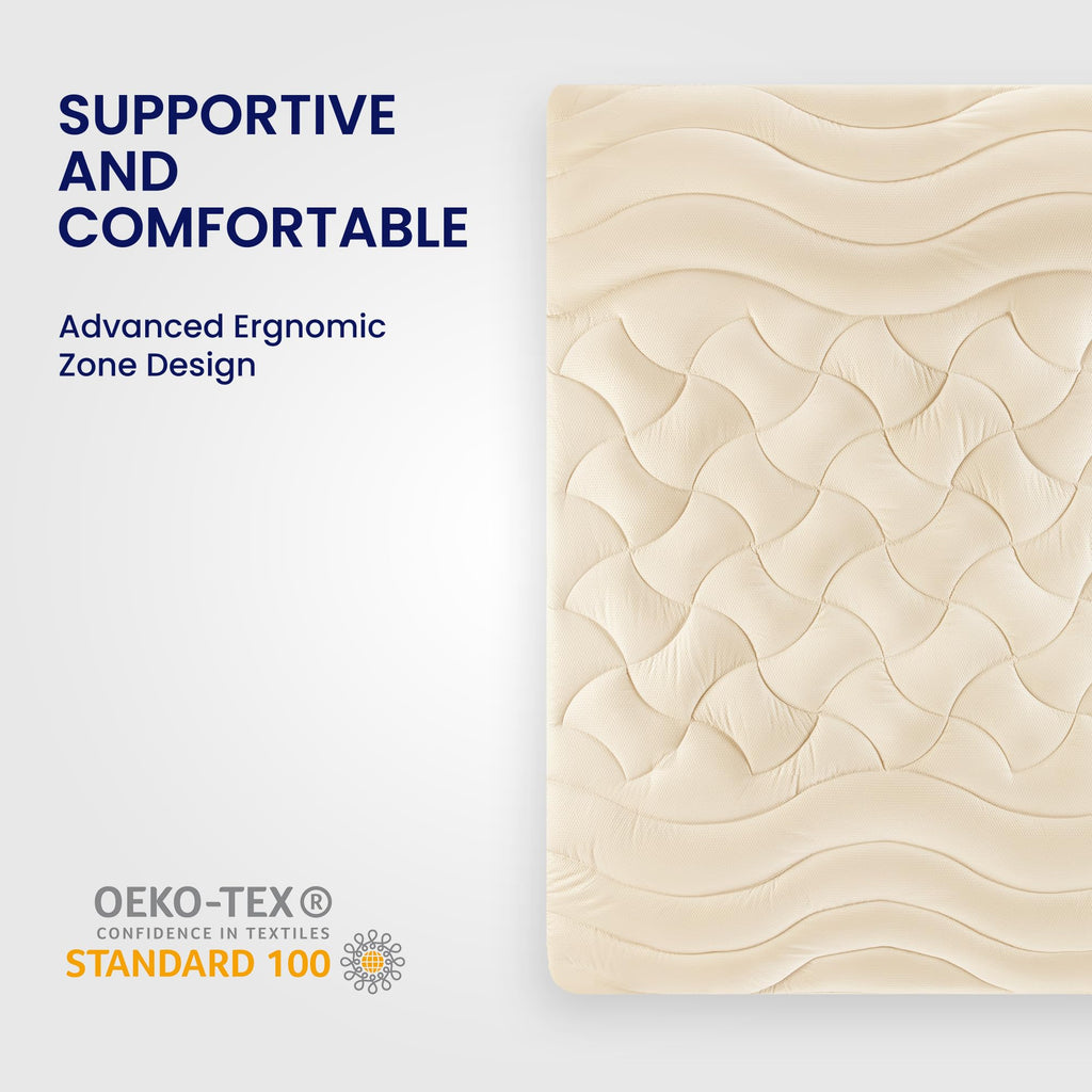 Sleep Zone King Size Cooling Mattress Topper, Premium Zoned Cool Mattress Pad Cover, Padded Mattress Protector Breathable Washable, Deep Pocket 8-21' (Beige, King)