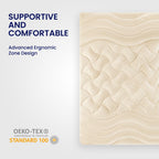Sleep Zone King Size Cooling Mattress Topper, Premium Zoned Cool Mattress Pad Cover, Padded Mattress Protector Breathable Washable, Deep Pocket 8-21' (Beige, King)