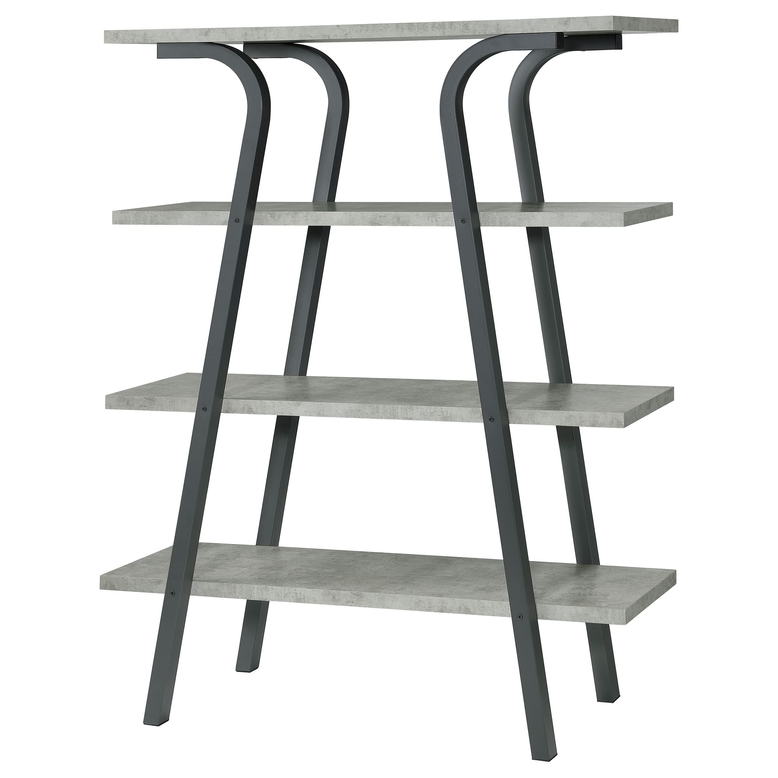 Coaster Home Furnishings Tatum 4-Tier Rectangular Bookcase Cement and Gunmetal