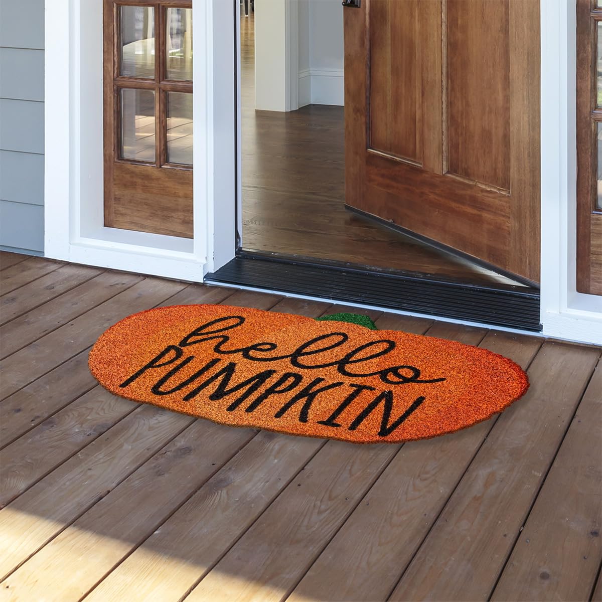 Briarwood Lane Hello Pumpkin Coir Doormat - 30X18 Inches - Outdoor Fall Door Mat - Door Mat Indoor Entrance - Door Mat Outdoor Entrance - Fall Coir Doormat - Coir Moor Mats Outdoor Fall - Home Decor