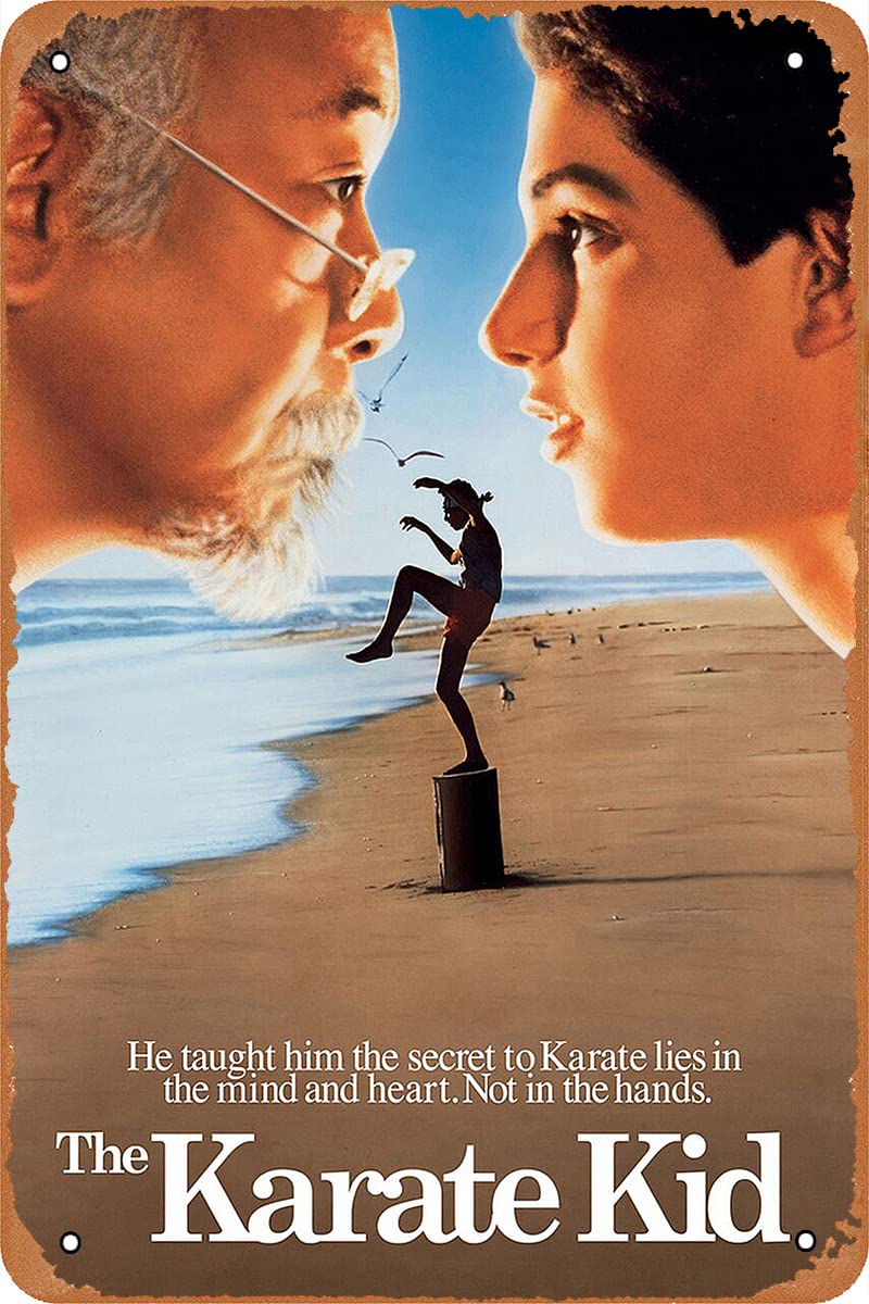 QIIXIIP Retro Metal Sign Vintage TIN Sign Karate Kid Movie Poster for Wall Decor Cafe Bar Office Home Art Sign Gift 12 X 8 inch