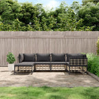 vidaXL Patio Lounge Set - 6-Piece Anthracite Poly Rattan Outdoor Furniture Set with Cushions - Weather-Resistant, Modular Design, Sturdy Steel Frame