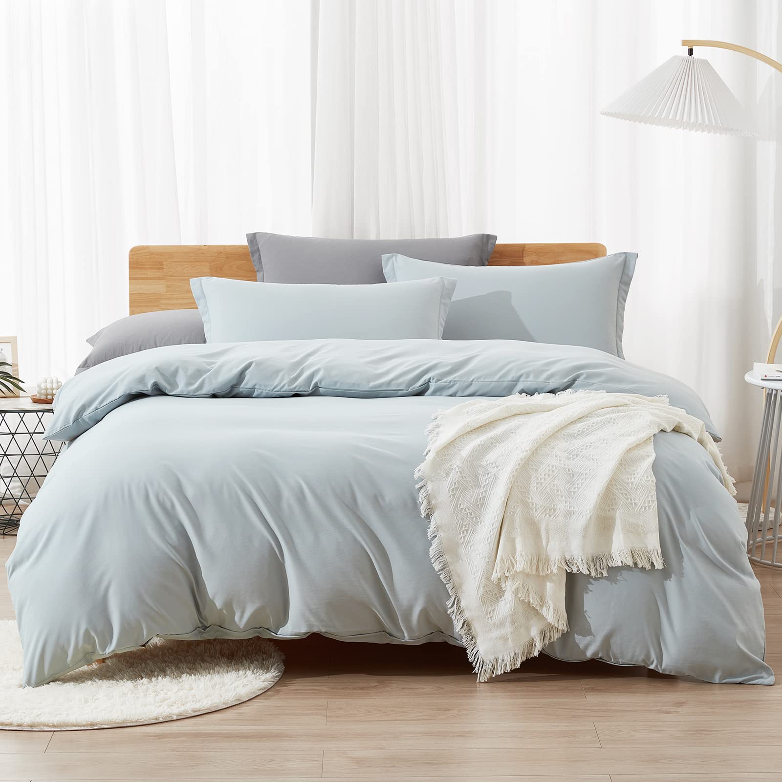 Dreaming Wapiti Duvet Cover King,Washed Microfiber Cornflower Blue King Size Duvet Cover Set,Solid Color - Soft And Breathable With Zipper Closure & Corner Ties (Cornflower Blue, King)