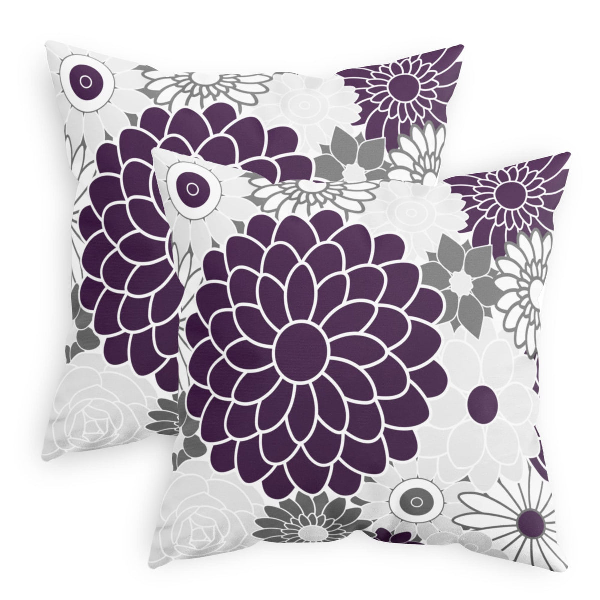 Calitime Throw Pillow Cases Pack Of 2 Cozy Fleece Blooming Dahlia Floral Flowers Decorative Cushion Covers For Couch Bed Sofa Fa