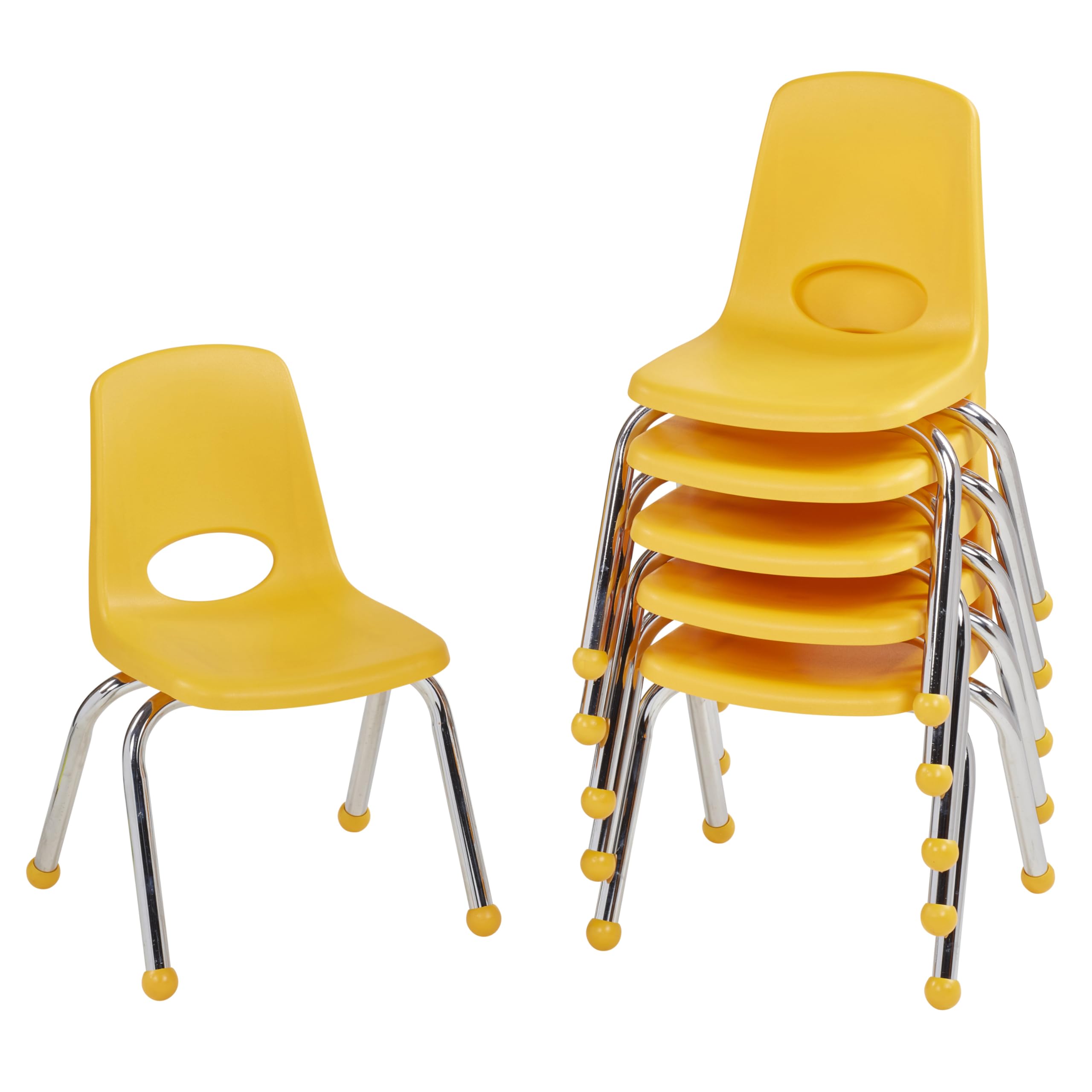 Factory Direct Partners 10359 12 School Stack Chair, Stacking Student Seat with Chromed Steel Legs and Ball Glides for in-Home L
